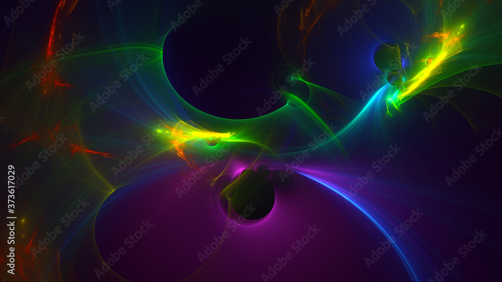 Naklejka premium 3D rendering abstract multicolor fractal light background