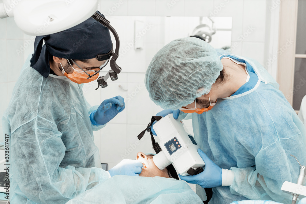 Dentists will perform an operation, implant placement. Real operation
