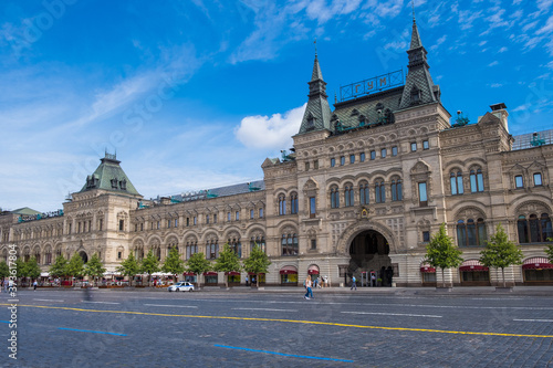 The main department store building on Red Square in Moscow, Russia. Old Russian architecture