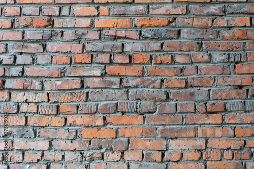 Old brick wall. Wall texture background. Big full frame background of detailed old red brick wall with copy space. Red Brick Wall. Pattern seamless grunge texture for design or write text.