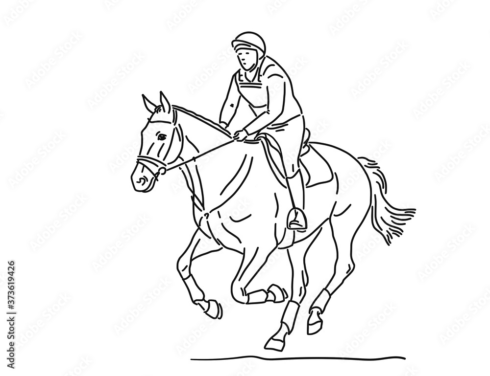 Event horse with athlete during the cross Event horse with athlete during the cross