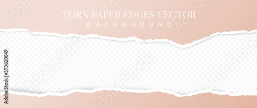 Torn pink paper with soft shadow stuck on grey squared background. Vector illustration