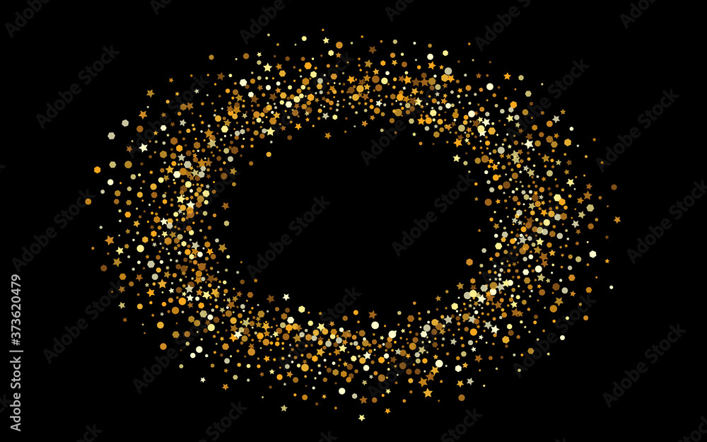 Gold Confetti Glamour Black Background. Light 