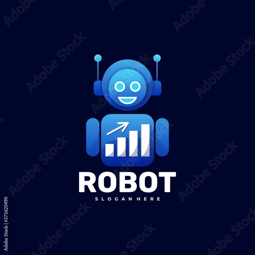 Vector Logo Illustration Robot Gradient Colorful Style.