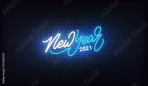 New Year 2021 neon sign. New Year holiday lettering vector design
