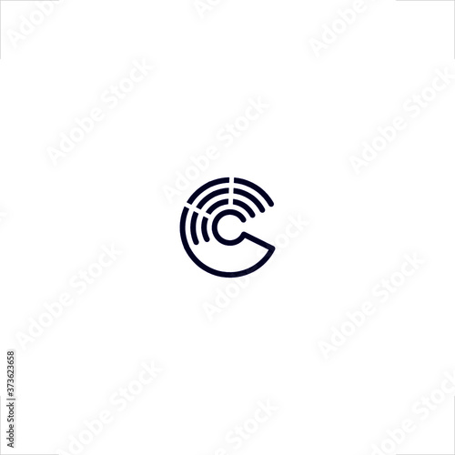 abstract circle initial C letter logo signal design technology