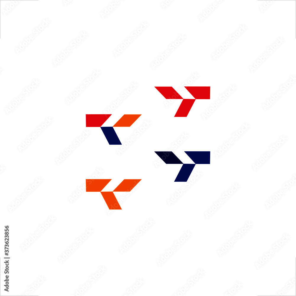 abstract shape initial T letter logo arrow design.