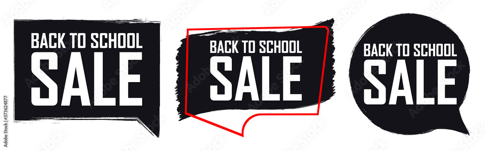 Fototapeta Back to School, Set Sale banners design template, discount tags, grunge brush, vector illustration