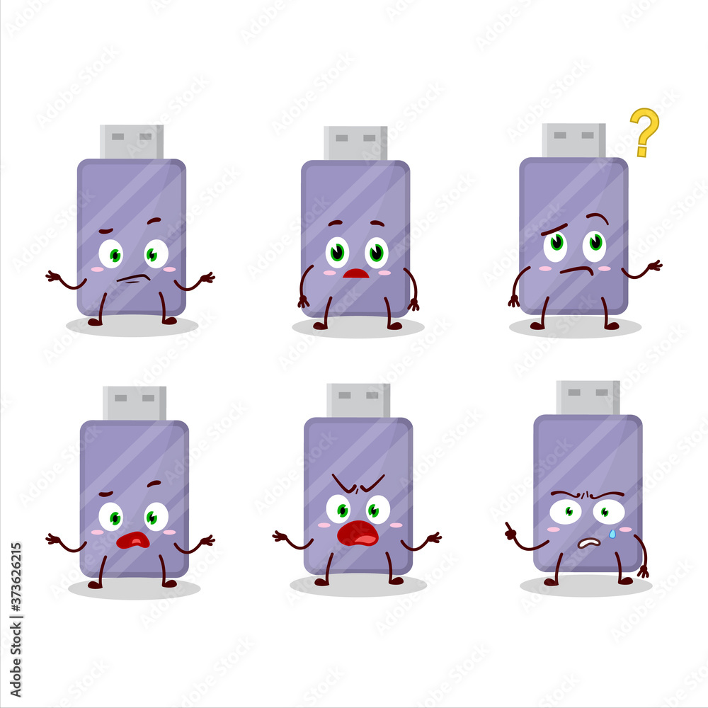 Fotografie Cartoon character of flashdisk with what expression