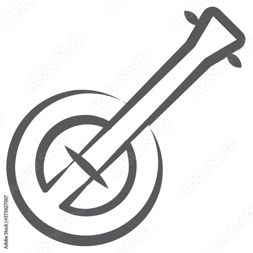 
Banjo icon in line design, musical instrument 
