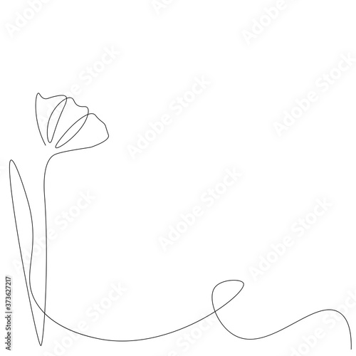 Flower silhouette on white background. Vector illustration