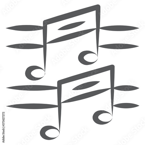 
A wave of music notes illustrating music composition, icon designed with brush stroke

