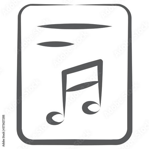 
Line icon of music file, music note on sheet 
