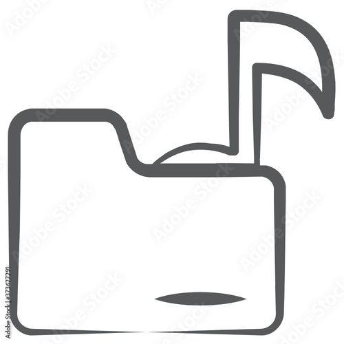 
Music folder, music note on folder in editable line icon
