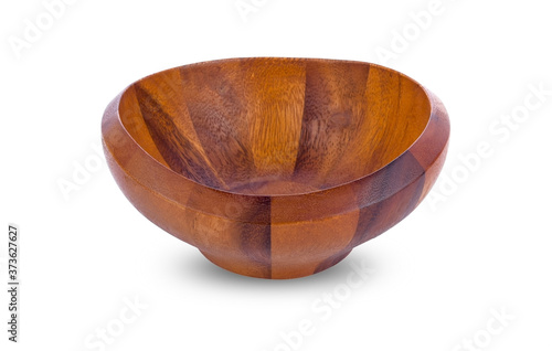 Wooden bowl isolated on white background © tanadtha
