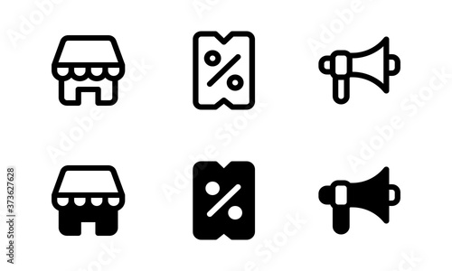 Store and promotion icon. Outline and glyph style