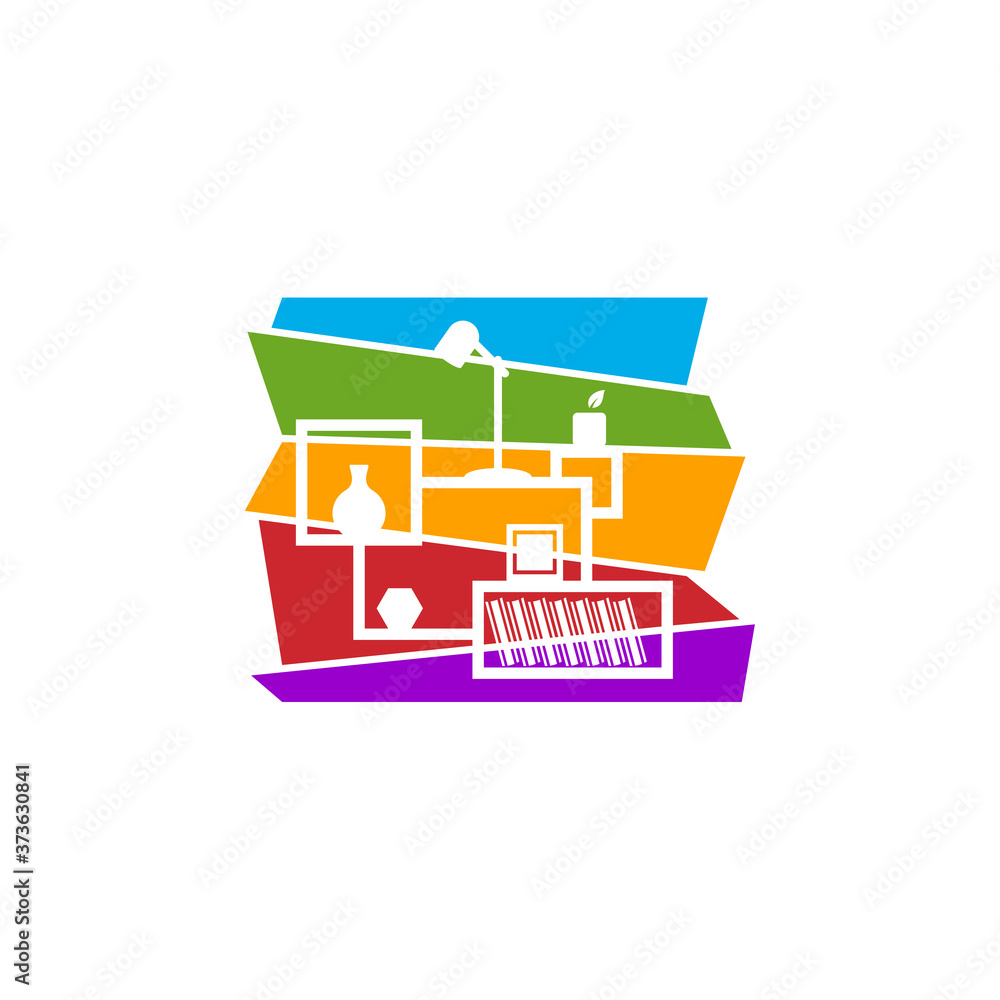 Obraz premium Colorful Furniture Logo Design Vector Template. Symbol and icon of home furnishings.