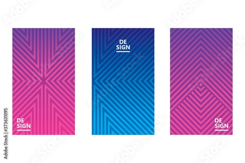 Gradient banners with lines and stripes of violet and blue colors. Can be used in business cards and advertising on the website.