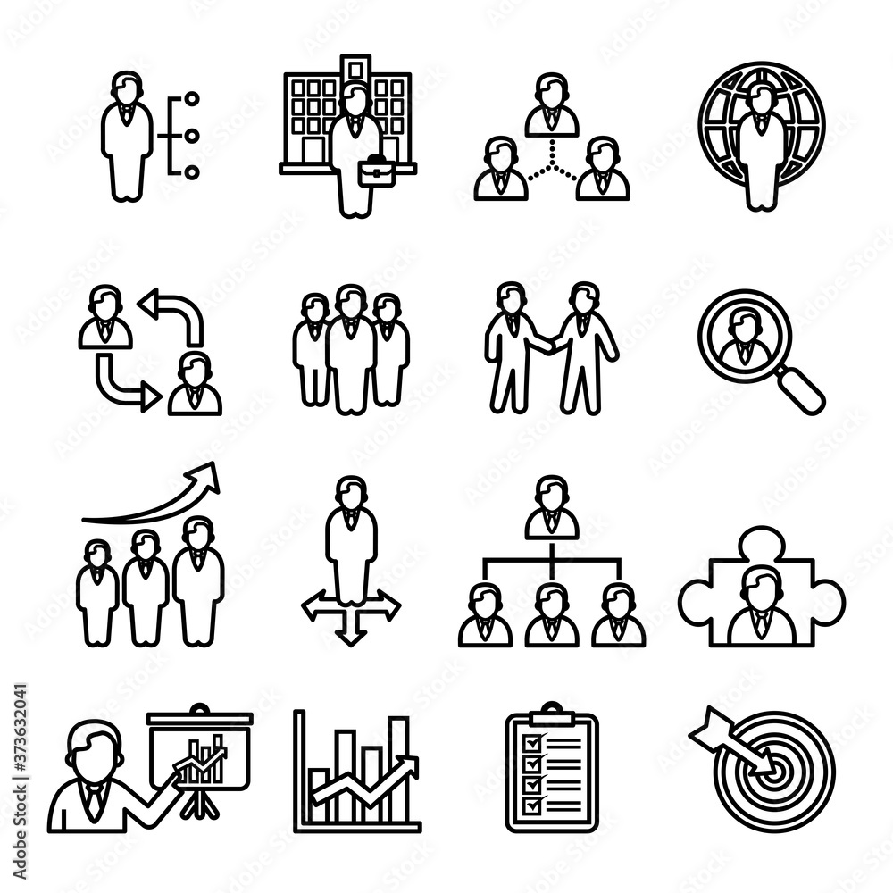 Human resources and management icons set. Line Style stock vector. Human resources and management icons set. Line Style stock vector.