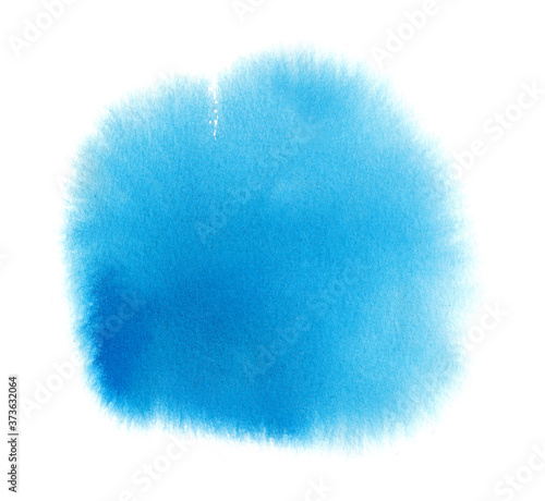 Blue watercolor texture stain with water colour paint smudge, brush strokes