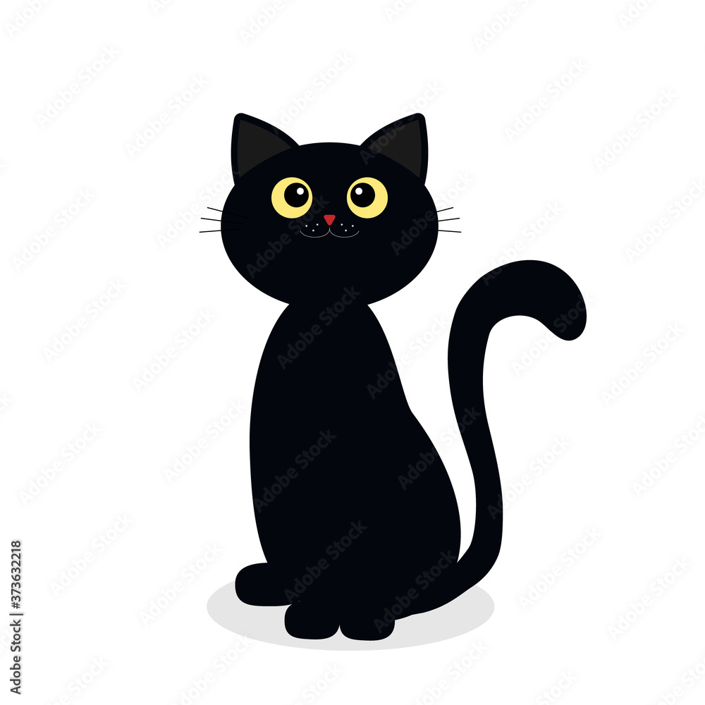 black cat for Halloween isolated on a white background, vector illustration, clipart, design, decoration black cat for Halloween isolated on a white background, vector illustration, clipart, design, decoration
