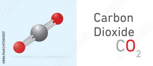 Carbon Dioxide (CO2) gas molecule. Stick model. Structural Chemical Formula and Molecule Model. Chemistry Education