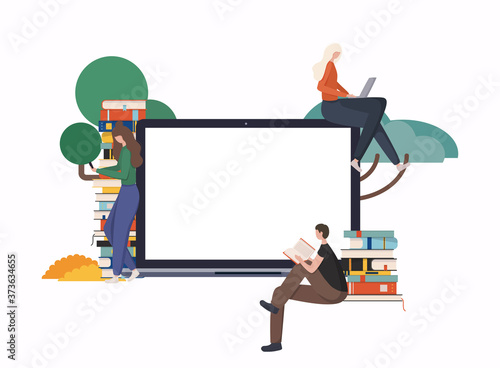 Online education at home concept. E-learning. Modern vector illustration concepts for website and mobile website development.