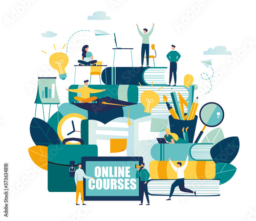 vector illustration people learn and gain knowledge. The creative design of the schedule students learn on books. stylish vector for posters, banners, websites, booklets, flyers, cards