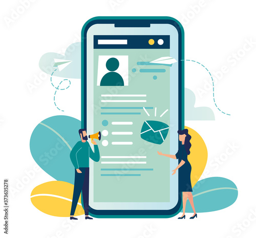 Vector colorful illustration, concept of social networks for a web page, communication, social networks
