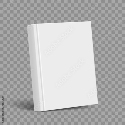 Blank book with white cover template. Vector illustration.