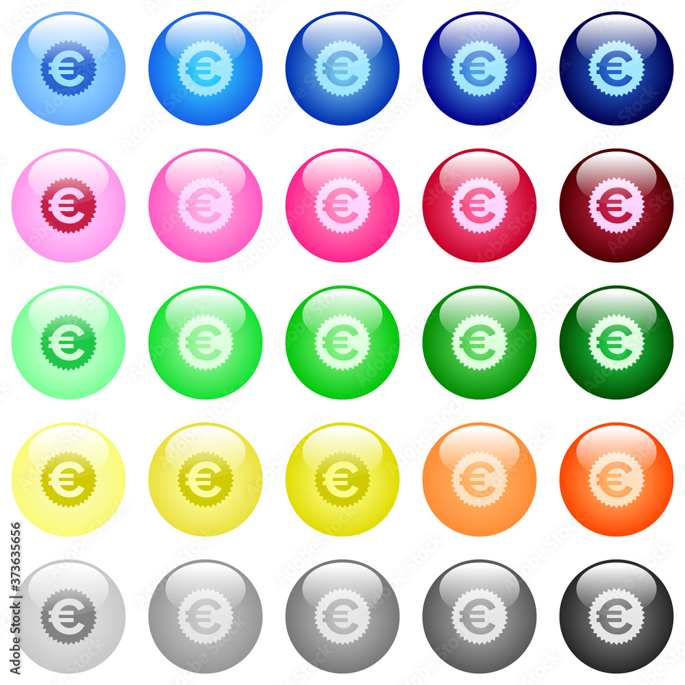 Euro sticker icons in color glossy buttons Euro sticker icons in color glossy buttons