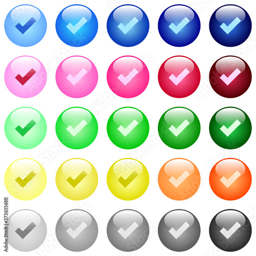 Ok icons in color glossy buttons