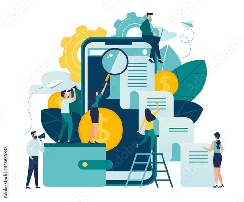 vector creative illustration, online news, social networks, virtual communication, information search, company news