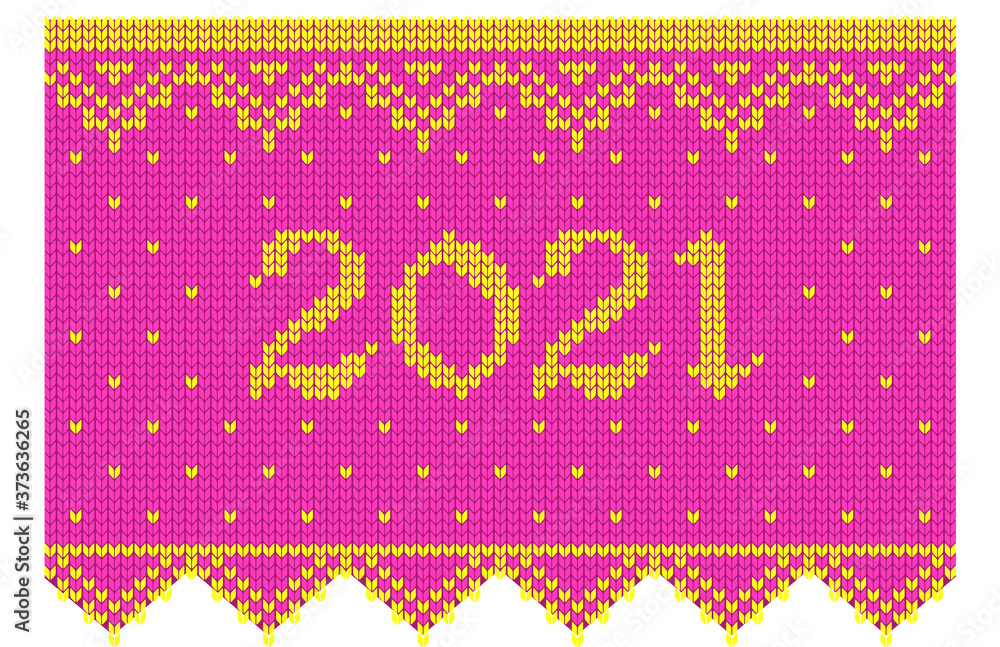 2021 knitted Cristmas and New Year card and banner. 2021 knitted Cristmas and New Year card and banner.