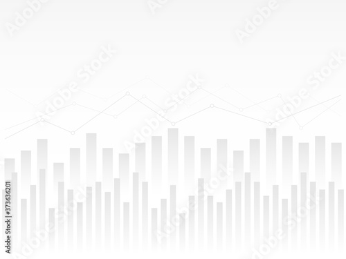 Abstract financial chart with uptrend line graph with gradient grey background.