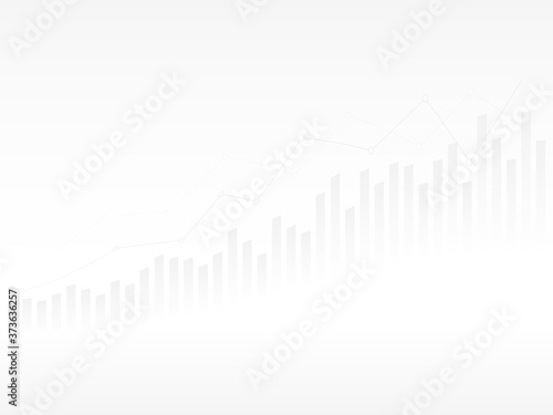 Abstract financial chart with uptrend line graph with gradient grey background.