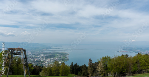 Panoramic view towards lake Bodensee, from an Austrian mountain top photo