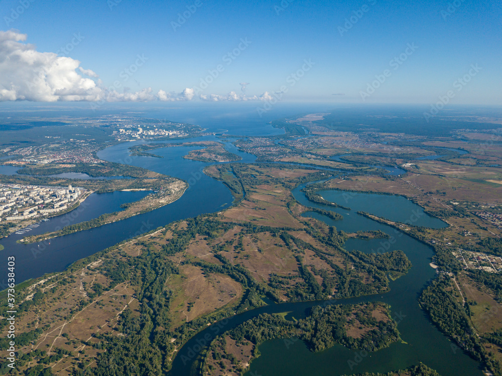High view of the Dnieper river in Kiev. High view of the Dnieper river in Kiev.