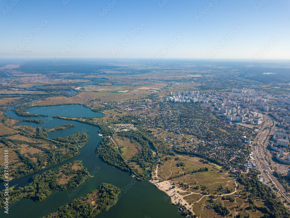High view of the Dnieper river in Kiev.