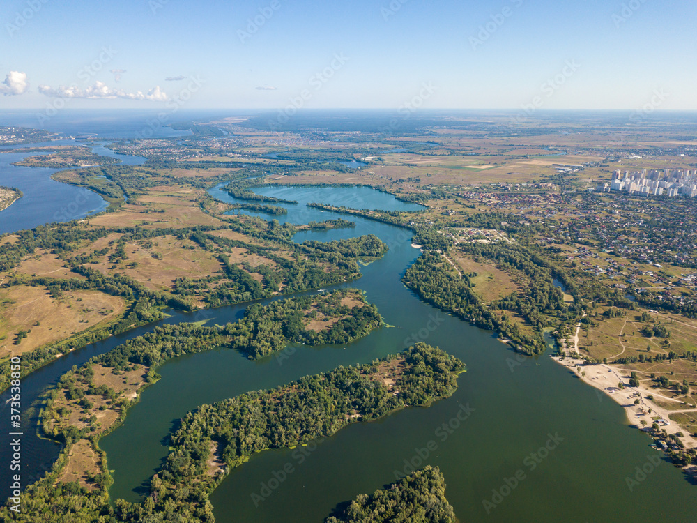 High view of the Dnieper river in Kiev.