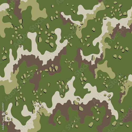 Fashionable camouflage pattern, military green print, seamless illustration