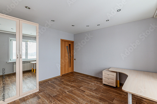 Russia, Moscow- February 15, 2020: interior room apartment modern bright cozy atmosphere. general cleaning, home decoration, preparation of house for sale. empty room renovated