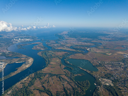 High view of the Dnieper river in Kiev. Summer sunny day. © Sergey