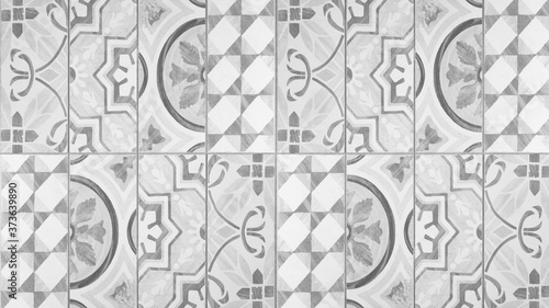 White gray grey vintage retro geometric square mosaic motif cement tiles texture background
