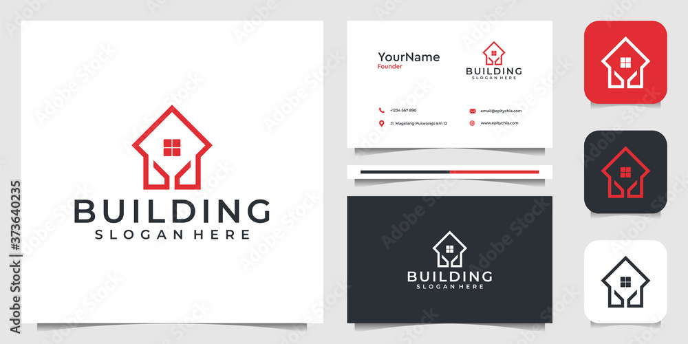 Building logo vector graphic design in line art style. Good for brand, icon, real estate, construction, home, house, and business card