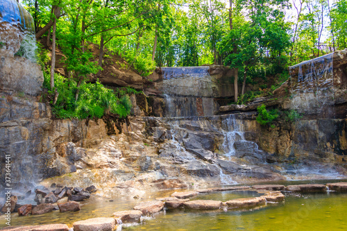 Fototapeta Naklejka Na Ścianę i Meble -  Beautiful waterfall in Sofiyivka park in Uman, Ukraine