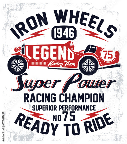 Vector vintage sport racing car, T-shirt Graphics, Vintage typography