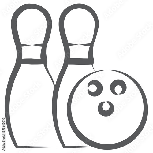 
Skittles with ball, bowling game icon in line design

