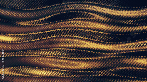 Wallpaper Mural Carbon gold wave texture pattern background. 3D rendering Torontodigital.ca