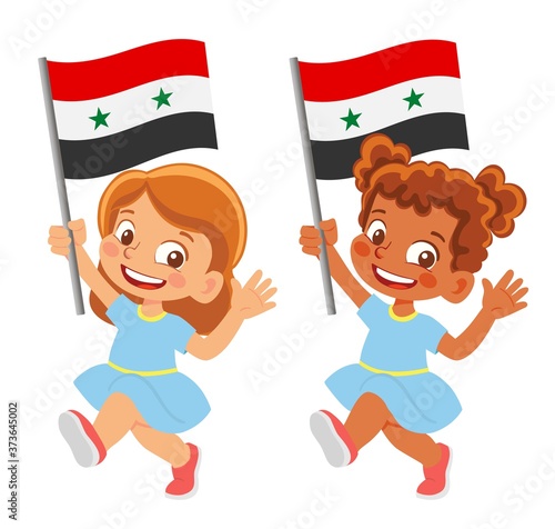 syria flag in hand set